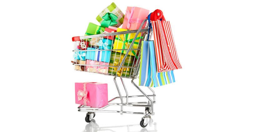 ticket médio carrinho de compras cheio de produtos