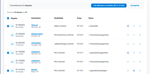 Conheça a nova tela de etiquetas da Frenet: Pedidos