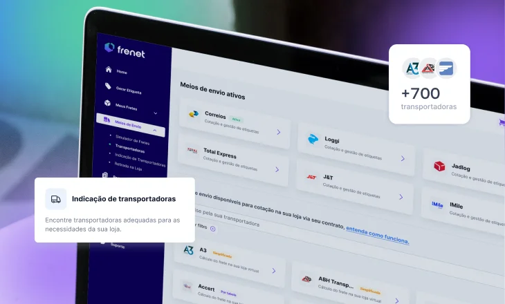 plataforma de frete Frenet no computador